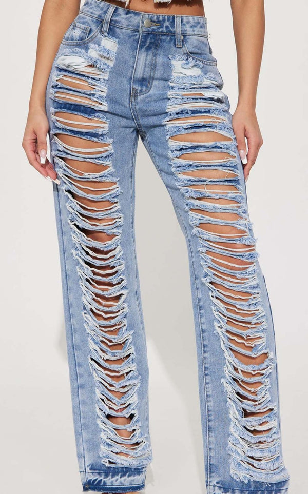 Hollowed Out Ripped Jeans